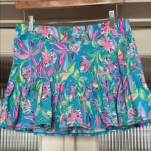 Floral Ruffle Skirt in Blue and Pink